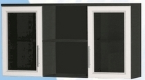 Антресоль большая с двумя стеклодверями ДЛЯ ГОСТИНОЙ АБС-2 Венге/Дуб выбеленный в Карасуке - karasuk.mebel54.com | фото