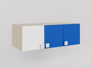 Антресоль на шкаф 3-х створчатый Скай (Синий/Белый/корпус Клен) в Карасуке - karasuk.mebel54.com | фото