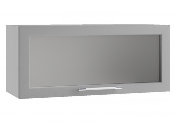 Барселона ШВГС 800 Шкаф верхний горизонтальный со стеклом (Голубой тик/корпус Белый) в Карасуке - karasuk.mebel54.com | фото