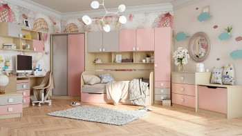 Детская комната Грэйси (Розовый/Серый/корпус Клен) в Карасуке - karasuk.mebel54.com | фото