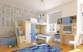 Детская комната Скай (Синий/Белый/корпус Клен) в Карасуке - karasuk.mebel54.com | фото