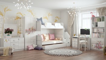 Детская комната Совушки (Белый/корпус Выбеленное дерево) в Карасуке - karasuk.mebel54.com | фото