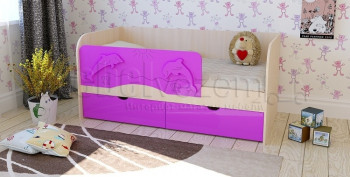 Друзья Кровать детская 2 ящика 1.6 Фиолетовый глянец в Карасуке - karasuk.mebel54.com | фото
