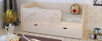 Друзья Кровать детская 2 ящика 1.6 Ваниль глянец в Карасуке - karasuk.mebel54.com | фото