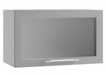 Гарда ПГС 600 шкаф верхний горизонтальный со стеклом (Белый Эмалит/корпус Серый) в Карасуке - karasuk.mebel54.com | фото