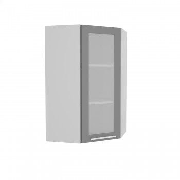 Гарда ВПУС 550 шкаф верхний угловой со стеклом высокий (Белый Эмалит/корпус Серый) в Карасуке - karasuk.mebel54.com | фото