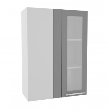 Гарда ВПУС 650 шкаф верхний угловой со стеклом высокий (Белый Эмалит/корпус Серый) в Карасуке - karasuk.mebel54.com | фото