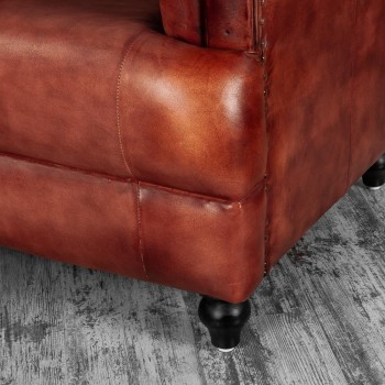 Кресло кожаное Лофт Честер-Нью (Коричневый) в Карасуке - karasuk.mebel54.com | фото