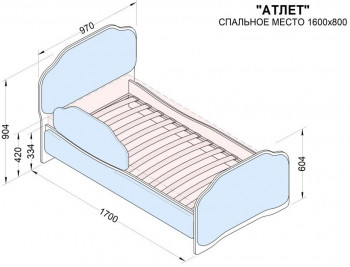 Кровать 160 Атлет 29 Синий (мягкий бортик) в Карасуке - karasuk.mebel54.com | фото