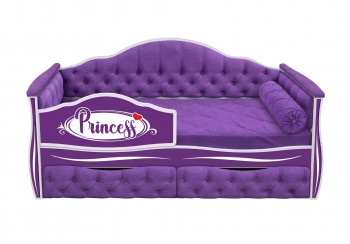 Кровать 160 серии Иллюзия 2 ящика 32 Фиолетовый (мягкие боковые накладки/подушка валик) в Карасуке - karasuk.mebel54.com | фото