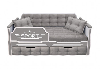 Кровать 160 серии Спорт 2 ящика 45 Серый (подушки) в Карасуке - karasuk.mebel54.com | фото