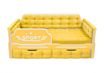 Кровать 160 серии Спорт 2 ящика 74 Жёлтый (мягкие боковые накладки) в Карасуке - karasuk.mebel54.com | фото