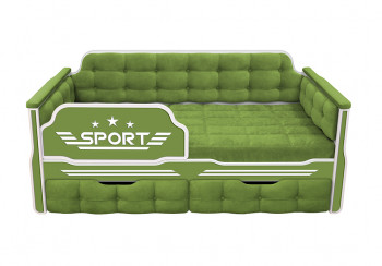 Кровать 160 серии Спорт 2 ящика 76 Зелёный (мягкие боковые накладки) в Карасуке - karasuk.mebel54.com | фото