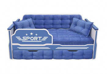 Кровать 160 серии Спорт 2 ящика 85 Синий (подушки) в Карасуке - karasuk.mebel54.com | фото
