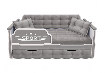 Кровать 170 серии Спорт 1 ящик 45 Серый (подушки) в Карасуке - karasuk.mebel54.com | фото