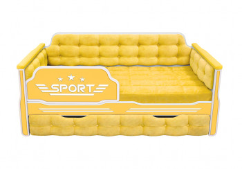 Кровать 170 серии Спорт 1 ящик 74 Жёлтый (мягкие боковые накладки) в Карасуке - karasuk.mebel54.com | фото