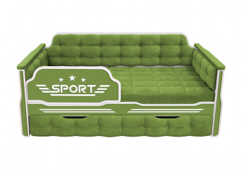 Кровать 170 серии Спорт 1 ящик 76 Зелёный (мягкие боковые накладки) в Карасуке - karasuk.mebel54.com | фото