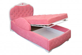Кровать 190 Гармония Lux 36 Розовый (мягкий бортик) в Карасуке - karasuk.mebel54.com | фото