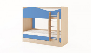 Кровать 2-х ярусная с ящиками (Беленый дуб/Синий) в Карасуке - karasuk.mebel54.com | фото