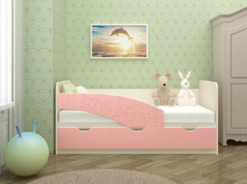 Кровать Бабочки 1,6м (Розовый металлик) в Карасуке - karasuk.mebel54.com | фото