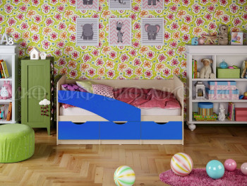 Кровать Бабочки 1,6м (Синий матовый) в Карасуке - karasuk.mebel54.com | фото