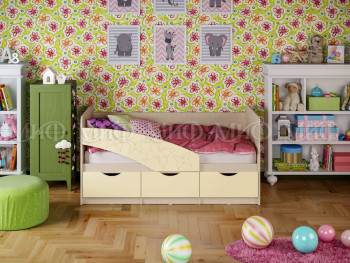 Кровать Бабочки 1,6м (Ваниль матовый) в Карасуке - karasuk.mebel54.com | фото