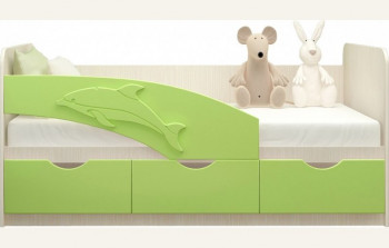 Кровать детская 1,6м Дельфин (Салатовый металлик) в Карасуке - karasuk.mebel54.com | фото