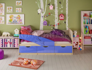 Кровать детская 1,6м Дельфин (Синий металлик) в Карасуке - karasuk.mebel54.com | фото