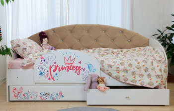 Кровать детская Эльза с бортиком Принцесса Белый/Бежевый в Карасуке - karasuk.mebel54.com | фото