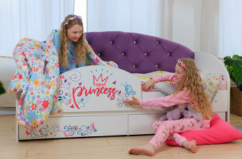 Кровать детская Эльза с бортиком Принцесса Белый/Фиолетовый в Карасуке - karasuk.mebel54.com | фото