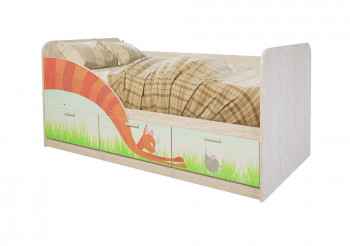 Кровать детская Минима Лего 1,86м с ящиками (дуб атланта/лиловый сад) в Карасуке - karasuk.mebel54.com | фото