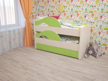 Кровать детская Радуга 1600 Млечный дуб/Салатовый в Карасуке - karasuk.mebel54.com | фото