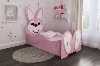 Кровать детская Зайка 1.6 Розовый/Белый в Карасуке - karasuk.mebel54.com | фото