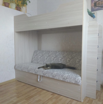 Кровать двухъярусная с диваном (Беленый дуб) в Карасуке - karasuk.mebel54.com | фото