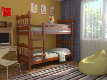Кровать двухъярусная Соня из массива сосны 800*1890 Орех в Карасуке - karasuk.mebel54.com | фото