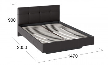 Кровать «Элис» c мягкой обивкой тип 1 Экокожа/Темно-коричневый/1400 в Карасуке - karasuk.mebel54.com | фото