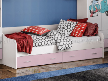 Кровать Fashion-1 Вега 0,9 м (Белый/Розовый) в Карасуке - karasuk.mebel54.com | фото