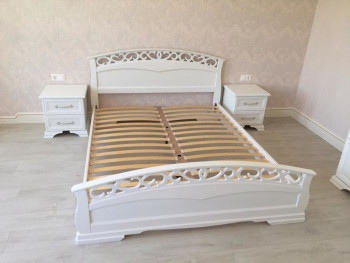 Кровать Грация-1 из массива сосны 1600*2000 Белый античный в Карасуке - karasuk.mebel54.com | фото