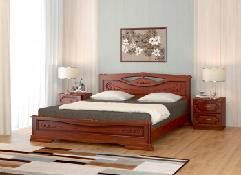 Кровать Карина-7 из массива сосны 1400*2000 Орех в Карасуке - karasuk.mebel54.com | фото