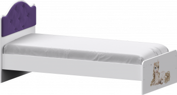 Кровать Каспер с мягкой спинкой и фотопечатью (800х1900)Белый/Фиолетовый в Карасуке - karasuk.mebel54.com | фото