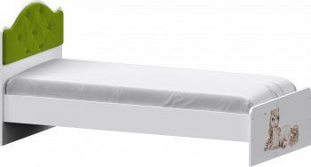 Кровать Каспер с мягкой спинкой и фотопечатью (800х1900)Белый/Лайм в Карасуке - karasuk.mebel54.com | фото