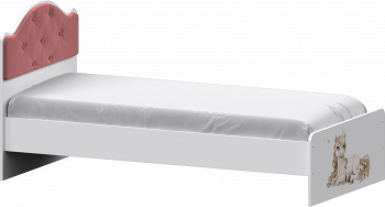 Кровать Каспер с мягкой спинкой и фотопечатью (800х2000)Белый/Светло-розовый в Карасуке - karasuk.mebel54.com | фото