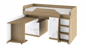 Кровать комбинированная «Оксфорд» (Ривьера/Белый с рисунком) в Карасуке - karasuk.mebel54.com | фото