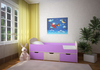 Кровать Малыш-мини Дуб молочный/Ирис в Карасуке - karasuk.mebel54.com | фото