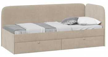 Кровать «Молли» с мягкой обивкой (900) тип 1 (Микровелюр Scandi Cream 03) в Карасуке - karasuk.mebel54.com | фото