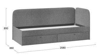 Кровать «Молли» с мягкой обивкой (900) тип 1 (Микровелюр Scandi Graphite 22) в Карасуке - karasuk.mebel54.com | фото