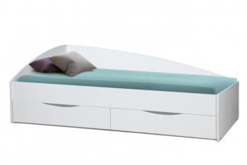 Кровать одинарная "Фея - 3" (асимметричная) (2000х900) New/(белый / белый / ДВПО белый) в Карасуке - karasuk.mebel54.com | фото