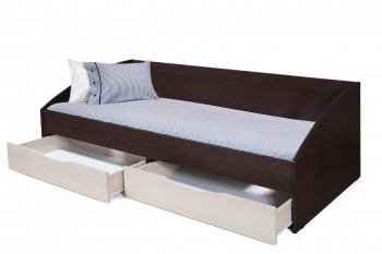 Кровать одинарная "Фея - 3" (симметричная) New (венге / вудлайн кремовый / ДВПО: белый) в Карасуке - karasuk.mebel54.com | фото