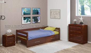 Кровать одинарная ГЛОРИЯ из массива сосны  900*2000 (Орех) в Карасуке - karasuk.mebel54.com | фото