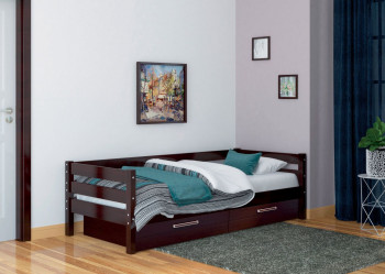Кровать одинарная ГЛОРИЯ из массива сосны  900*2000 (Орех Тёмный) в Карасуке - karasuk.mebel54.com | фото